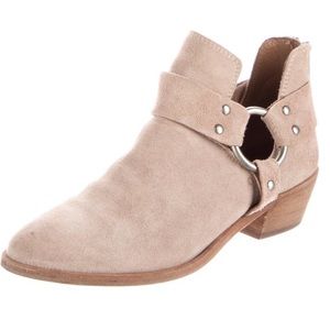 Frye Suede Ray Harness Back-Zip Ankle Booties with Cut out - Size 6